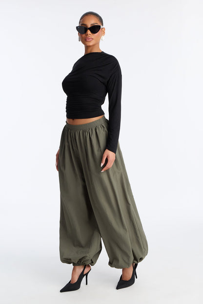 Serafina Windbreaker Low Rise Jogger Pant 28″ - Olive