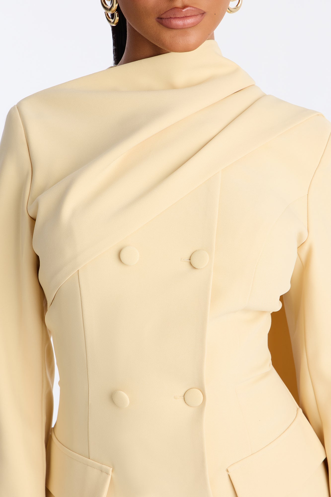 Run The World Long Sleeve Blazer Mini Dress - Butter Yellow