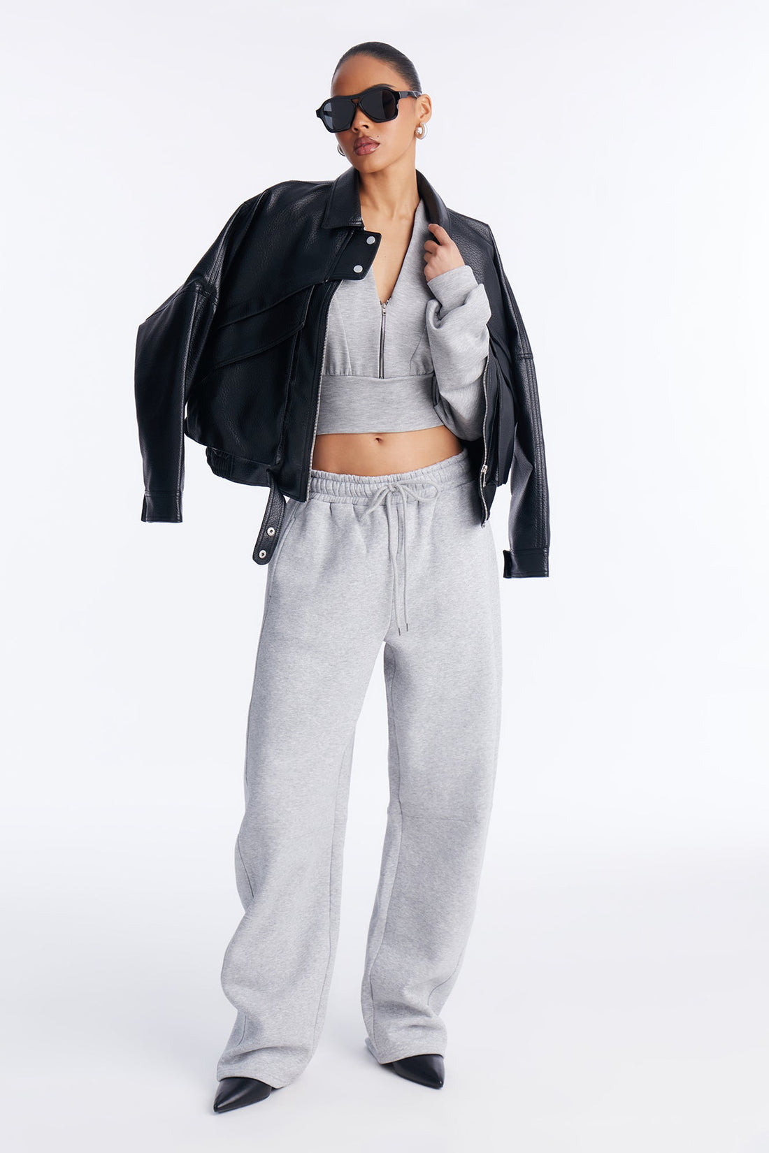 Solaris Barrel Leg Fleece Pant - Heather Grey