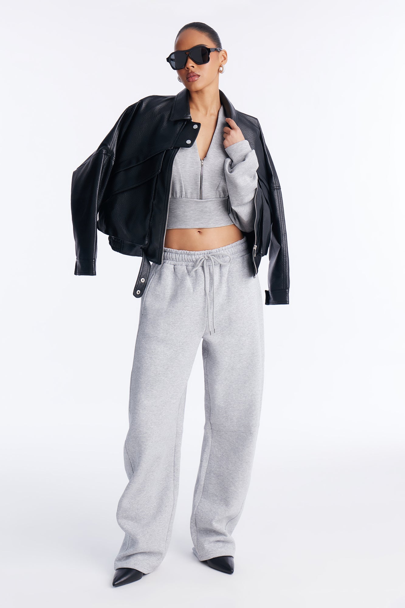 Solaris Barrel Leg Fleece Pant - Heather Grey