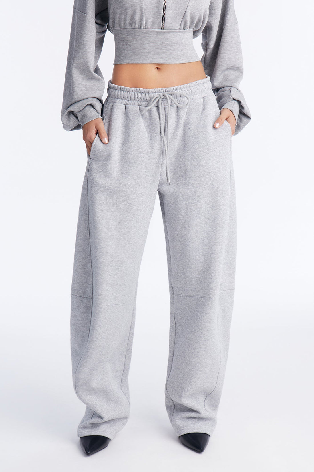Solaris Barrel Leg Fleece Pant - Heather Grey
