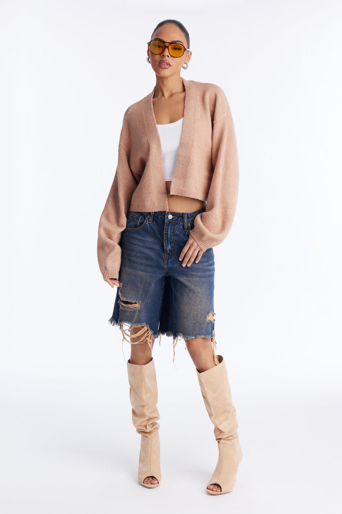 Made For Me Open Front Cardigan - Taupe