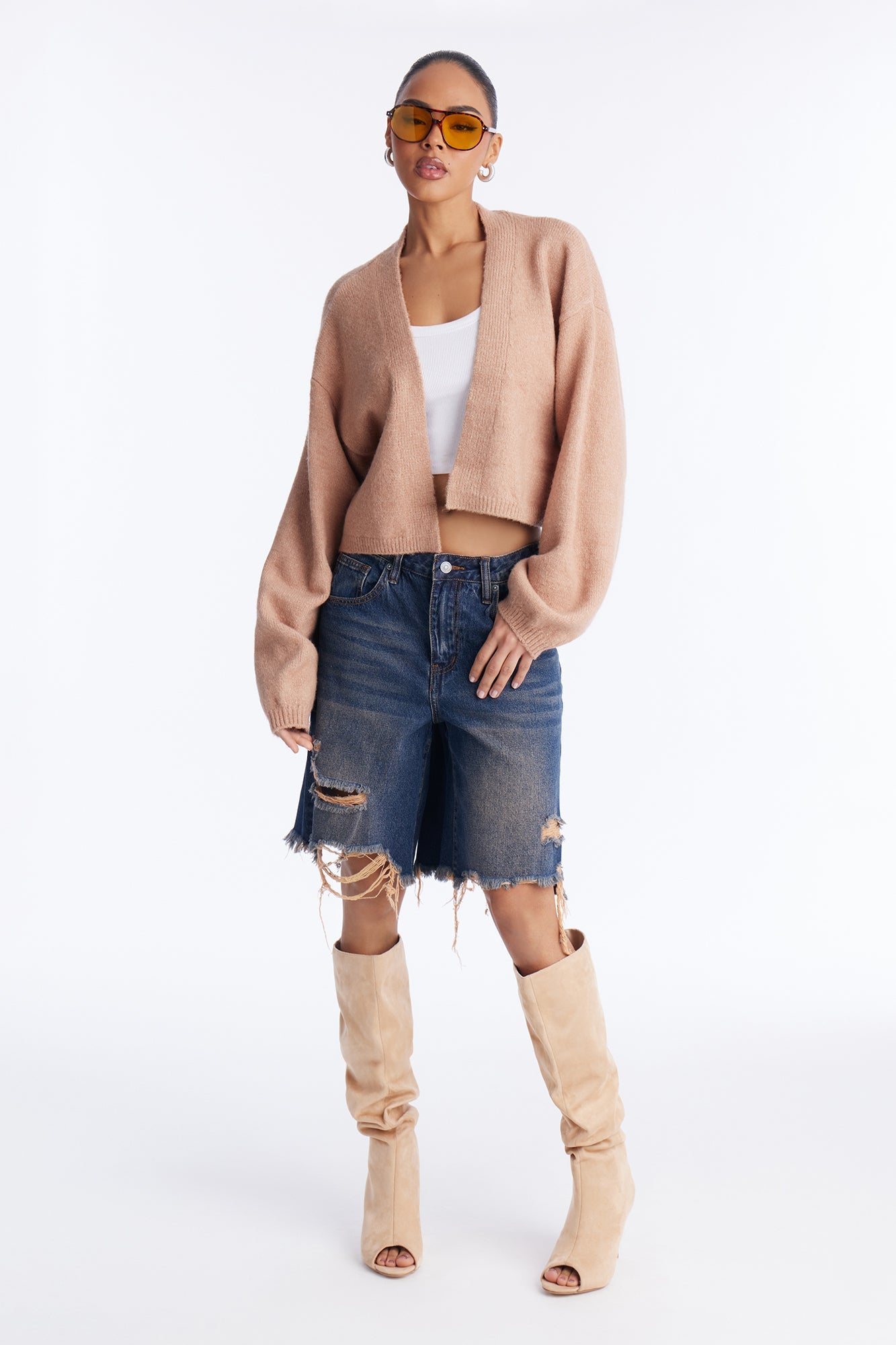 Made For Me Open Front Cardigan - Taupe