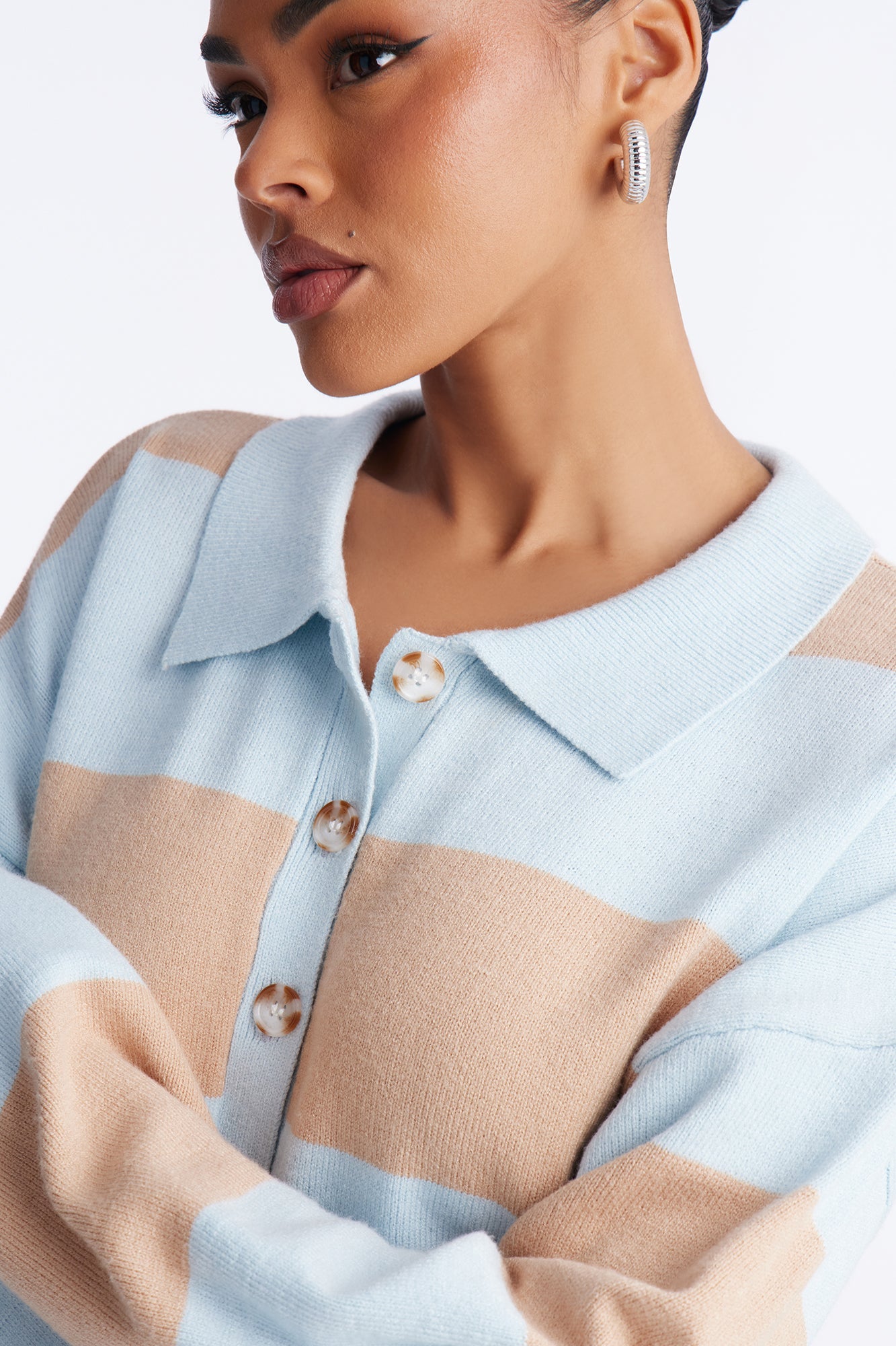 Go Getter Striped Polo Sweater - Blue/combo
