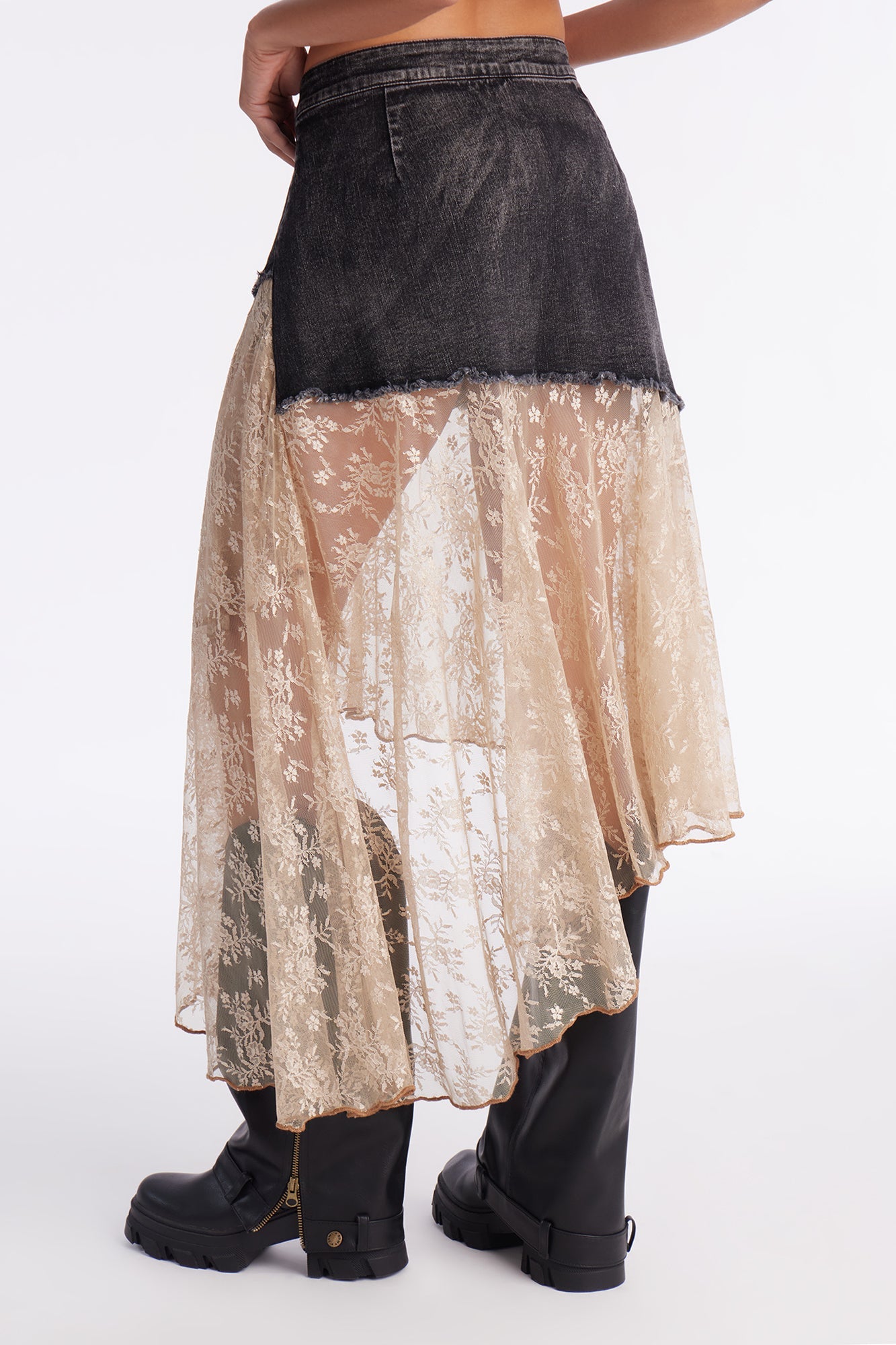 Grunge Mood Asymmetrical Mini Skirt - Black/combo