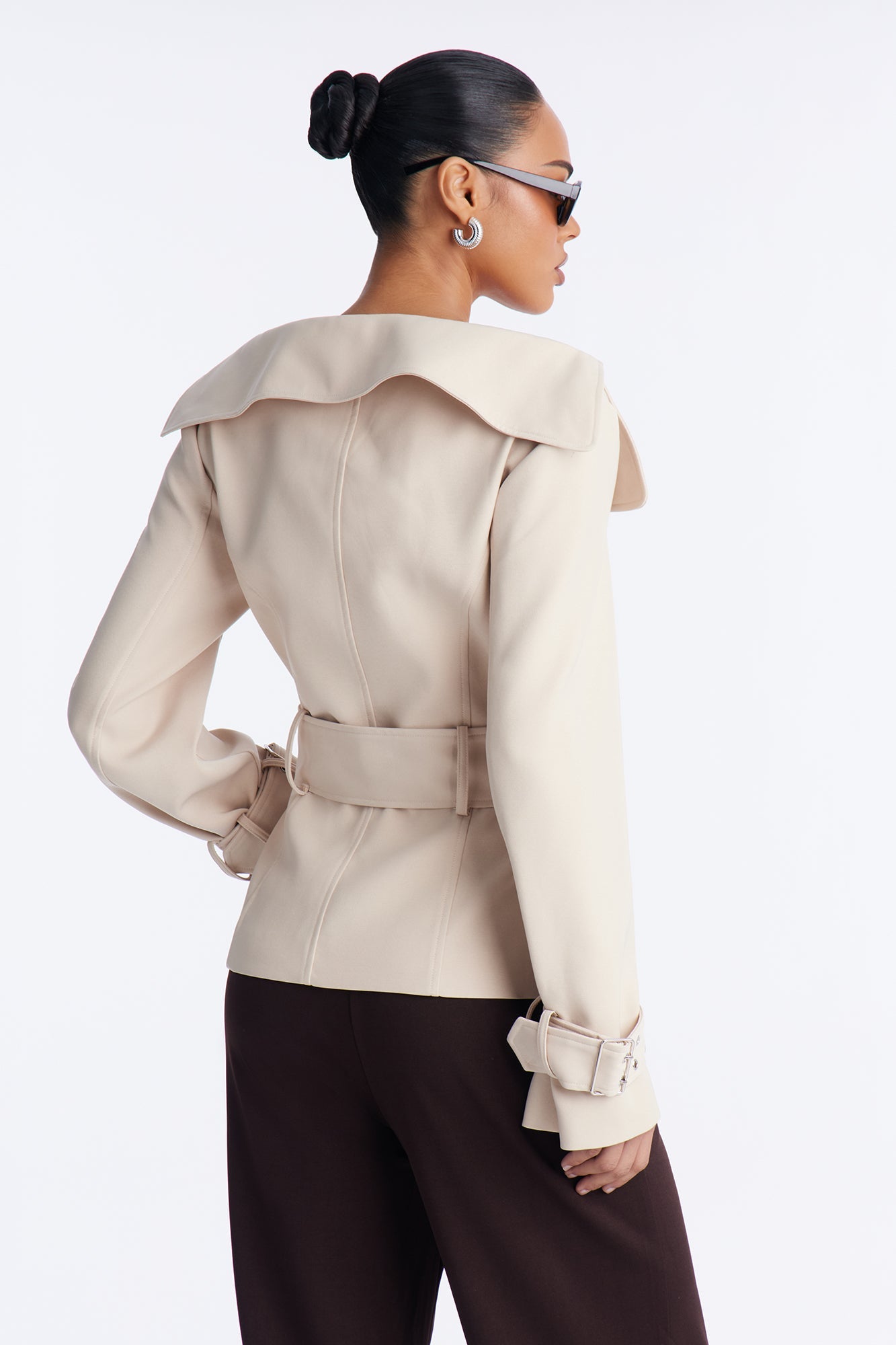 Georgina Off Shoulder Trench Coat - Khaki