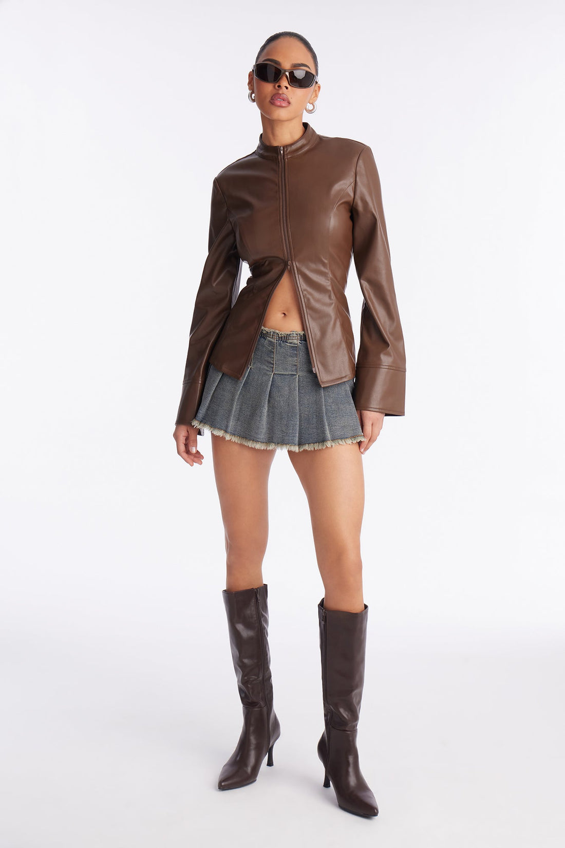 Angie Micro Mini Pleated Skort - Vintage Wash