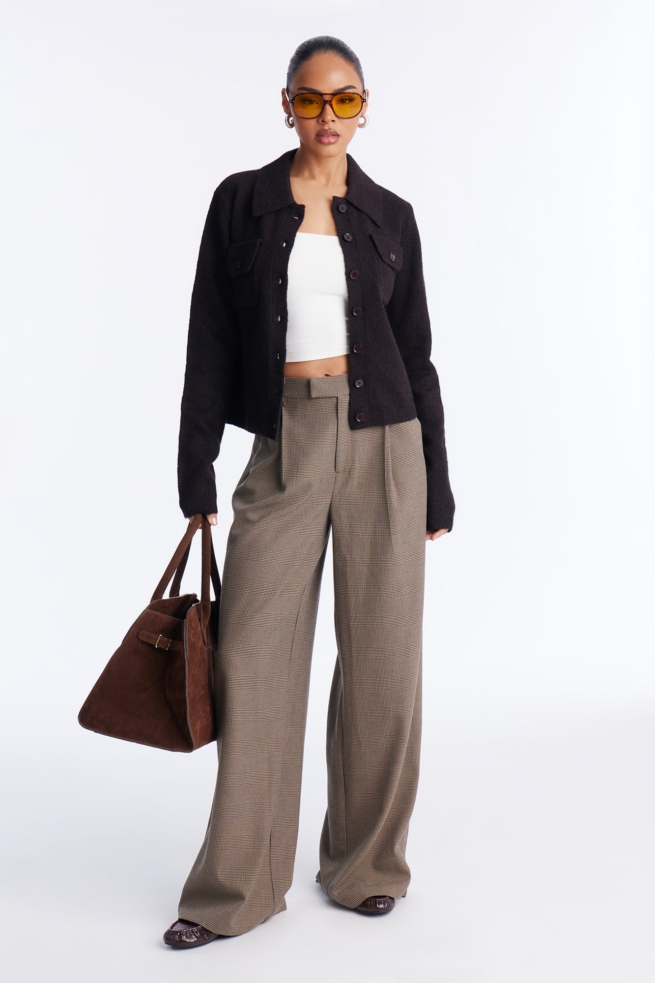 Chic And Confident Cardigan Sweater - Chocolate
