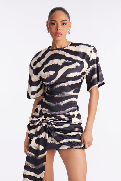 Catwalk Draped Scuba Mini Dress - Black/combo