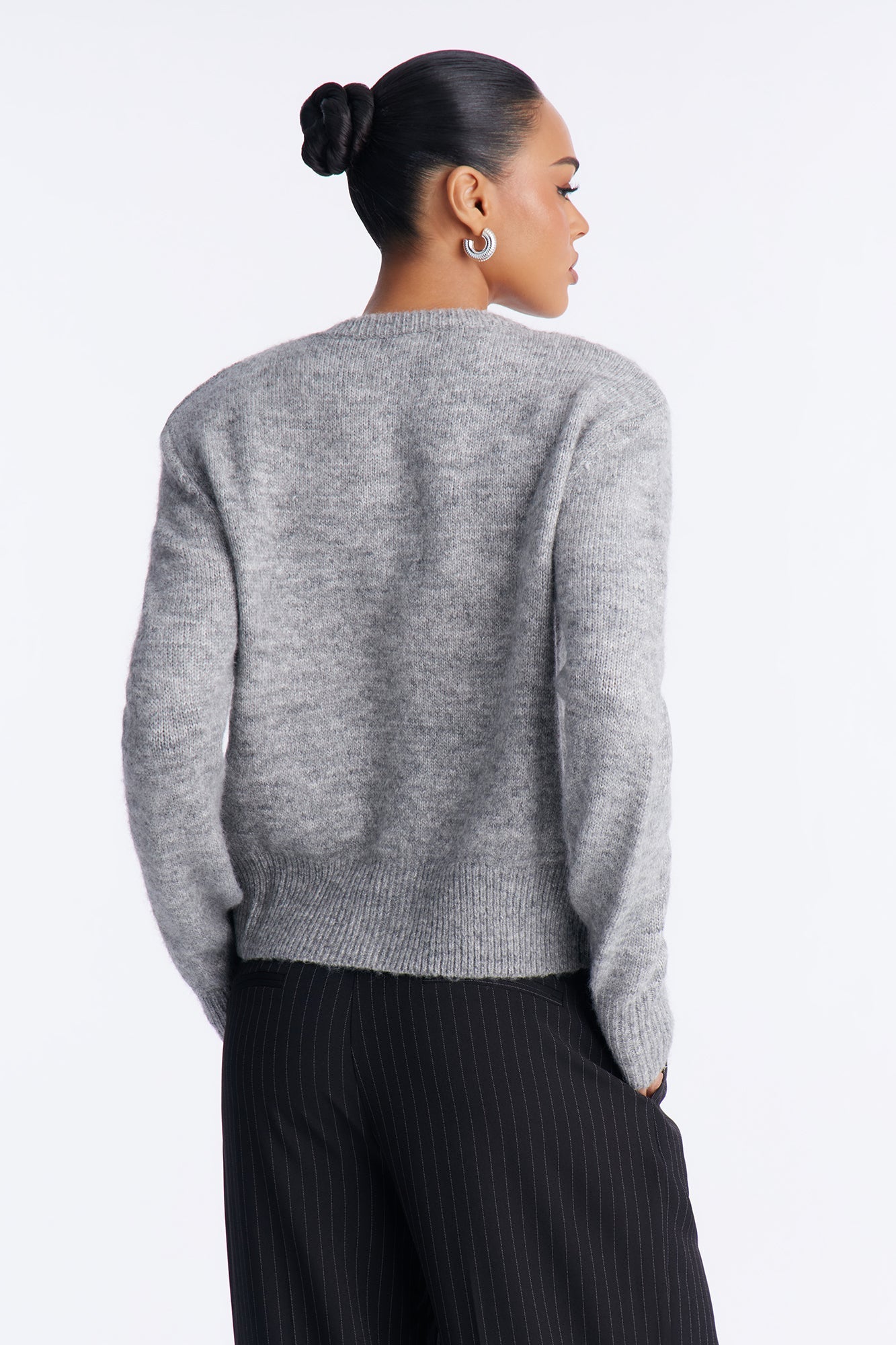 Honeymoon Stage Shoulder Pad Cardigan - Grey