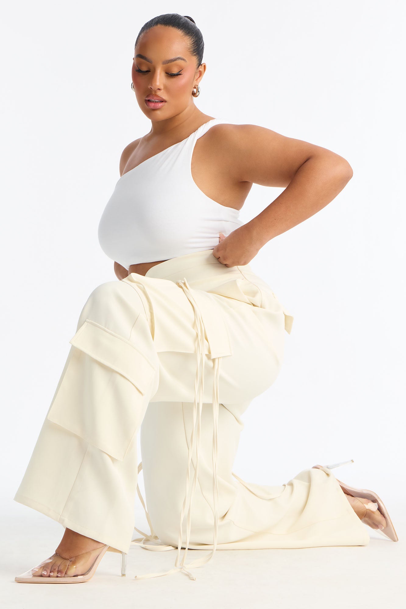 Morgan V Waist Cargo Pants 33 - Ivory