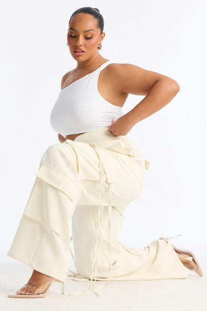 Morgan V Waist Cargo Pants 33 - Ivory