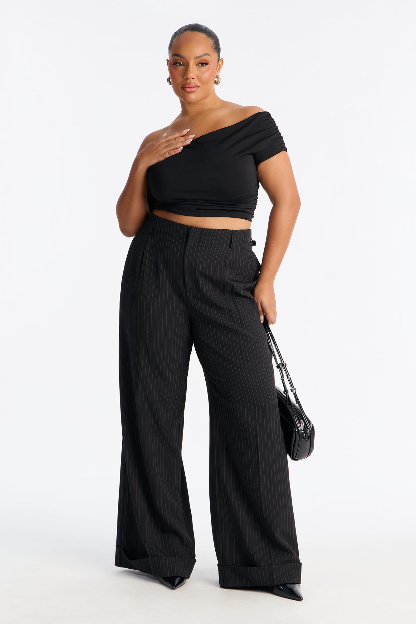 Pinstripes And Attitude Hardware Crepe Trouser Pant 33″ - Black