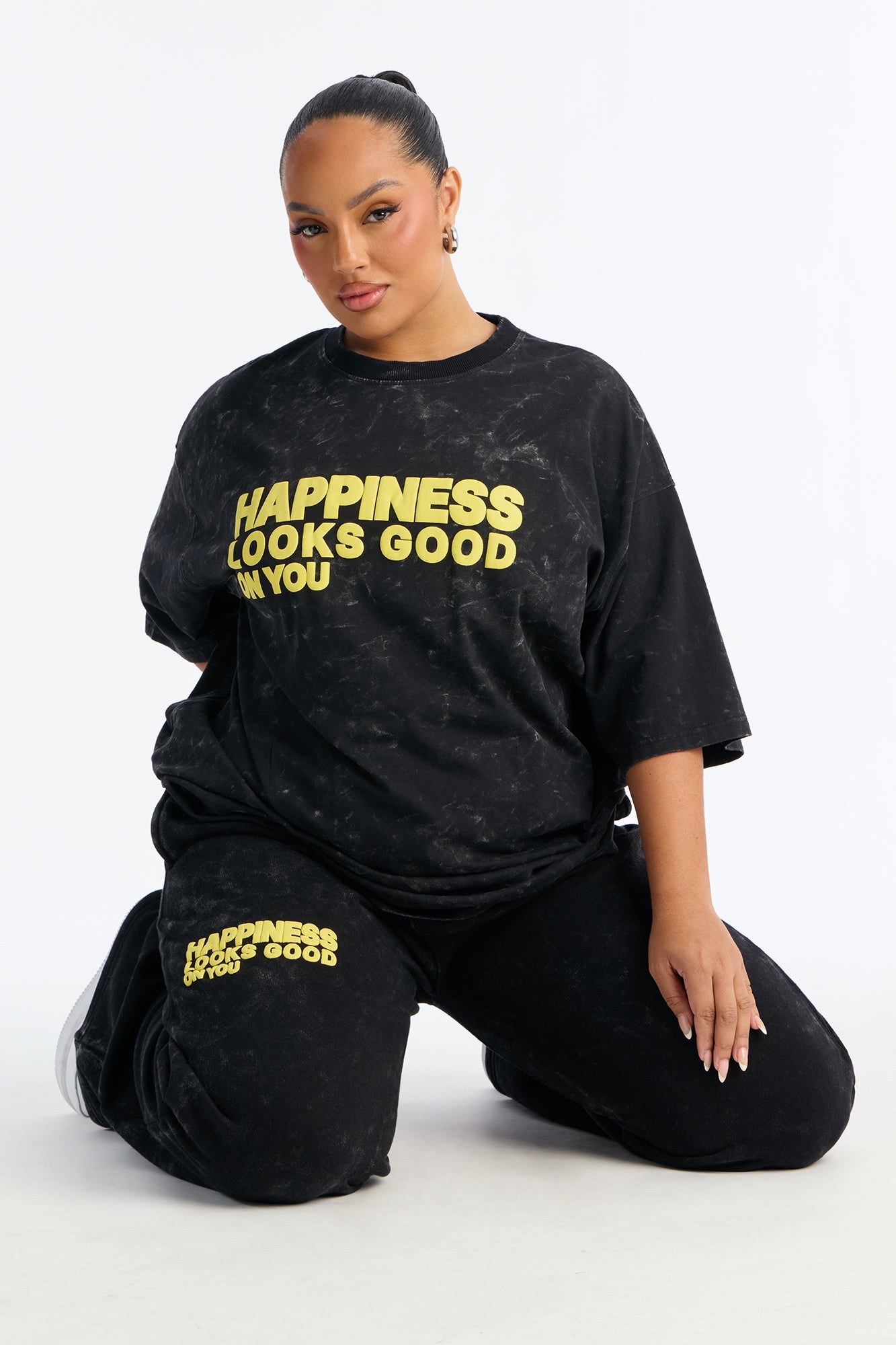 Happiness Looks Good On You Fleece Pant Set - Black
