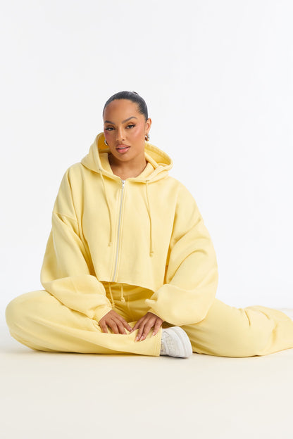 On The Go Fleece Pant Set - Yellow