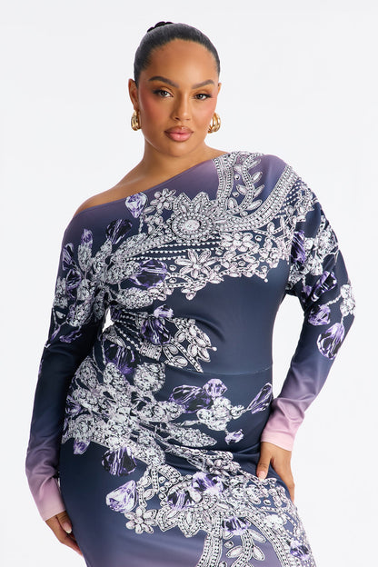 Karena Ombre Midi Dress - Purple/combo