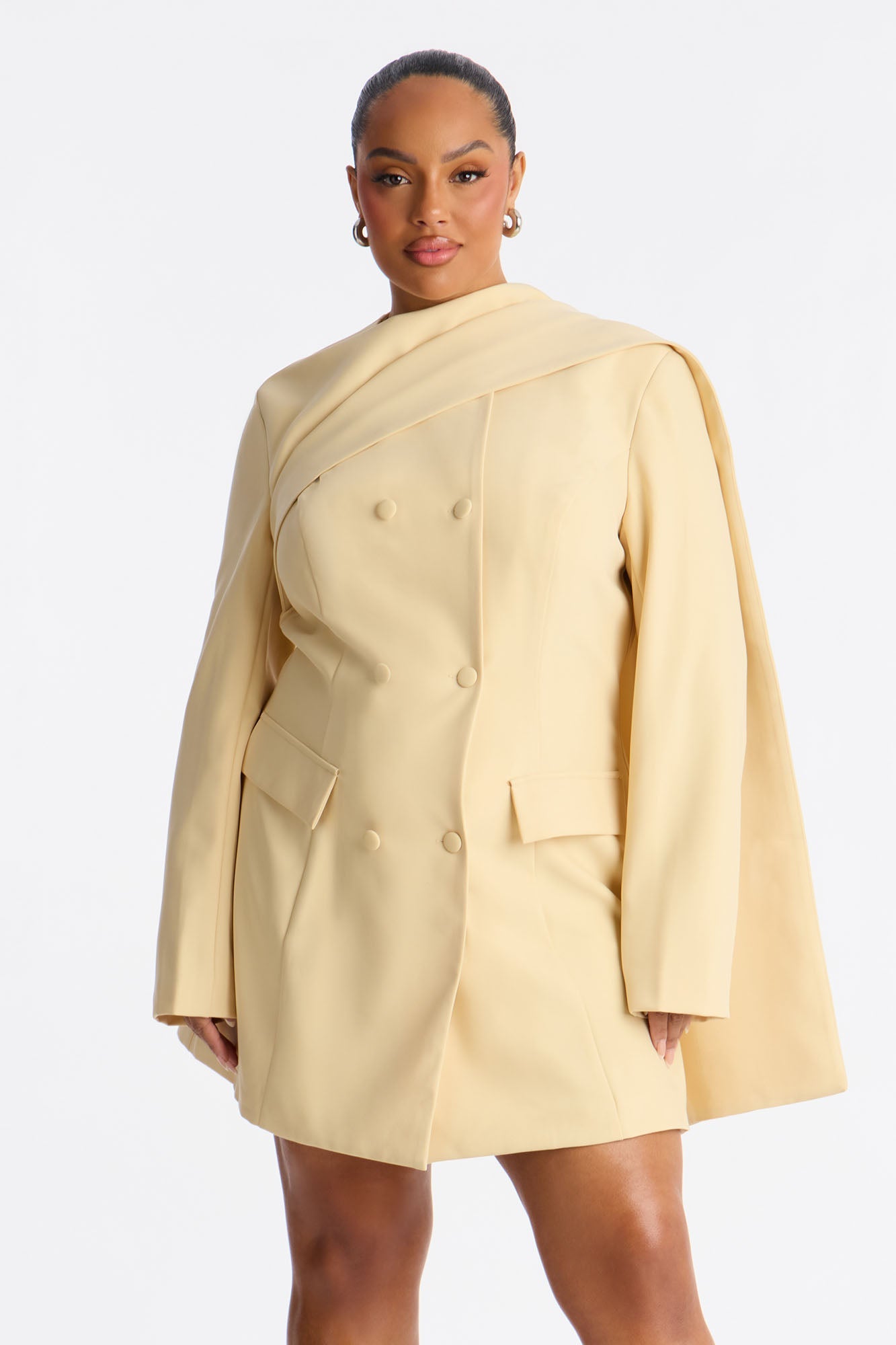 Run The World Long Sleeve Blazer Mini Dress - Butter Yellow
