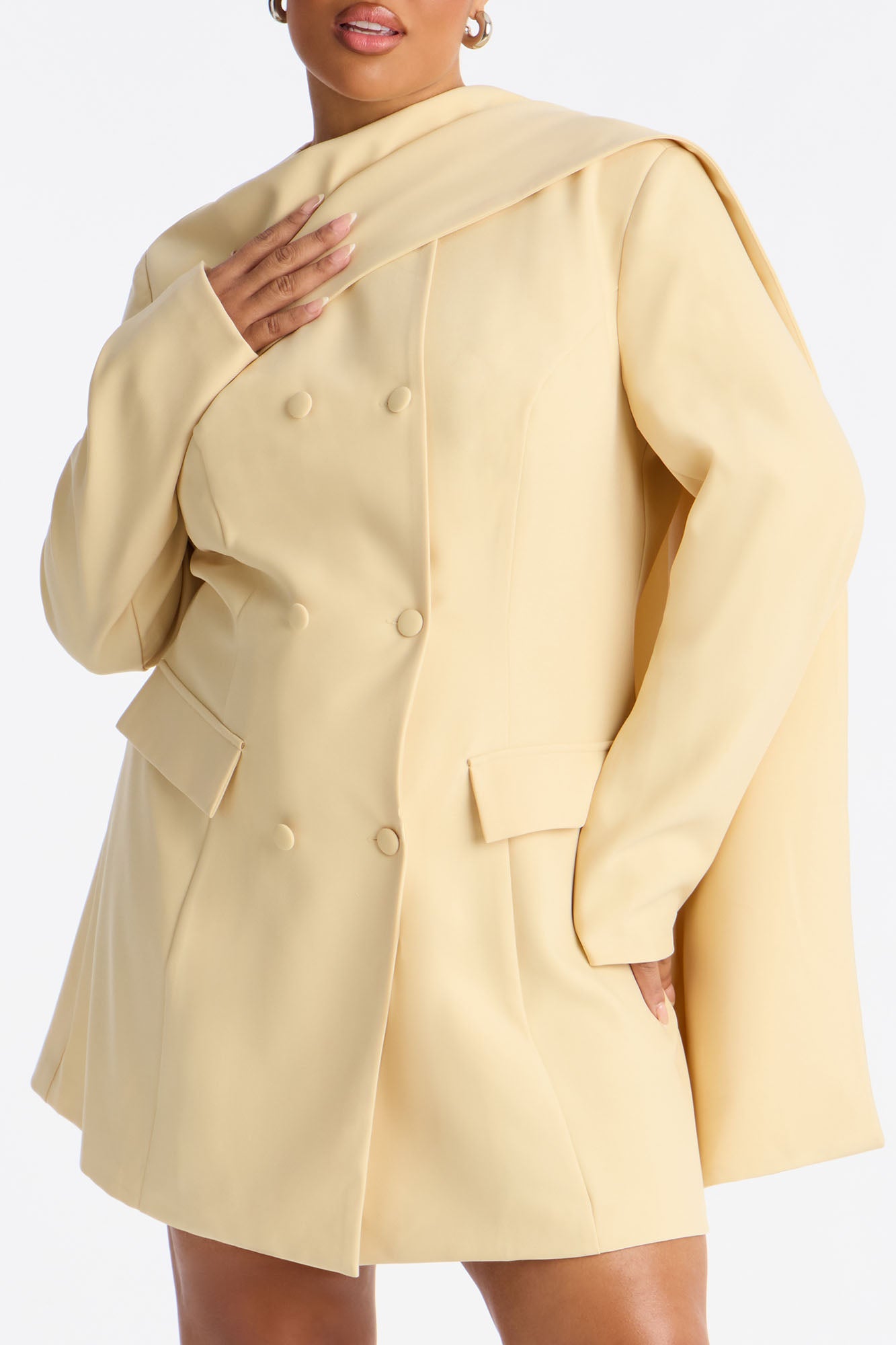 Run The World Long Sleeve Blazer Mini Dress - Butter Yellow