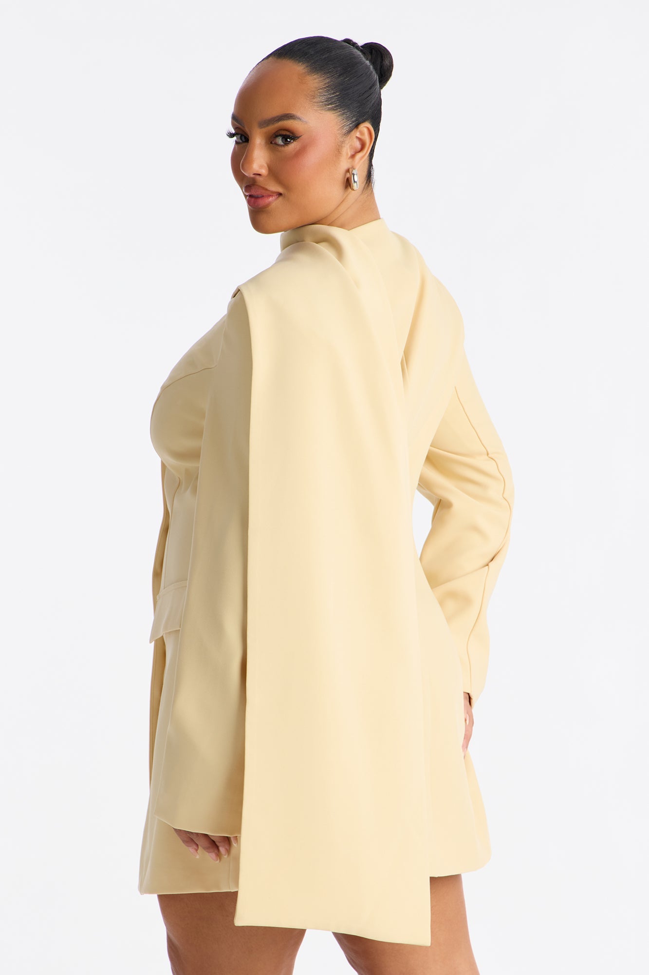 Run The World Long Sleeve Blazer Mini Dress - Butter Yellow