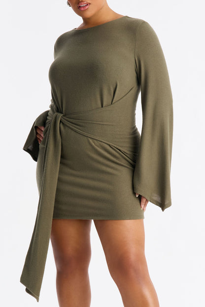 Mariana Long Sleeve Sweater Mini Dress - Olive