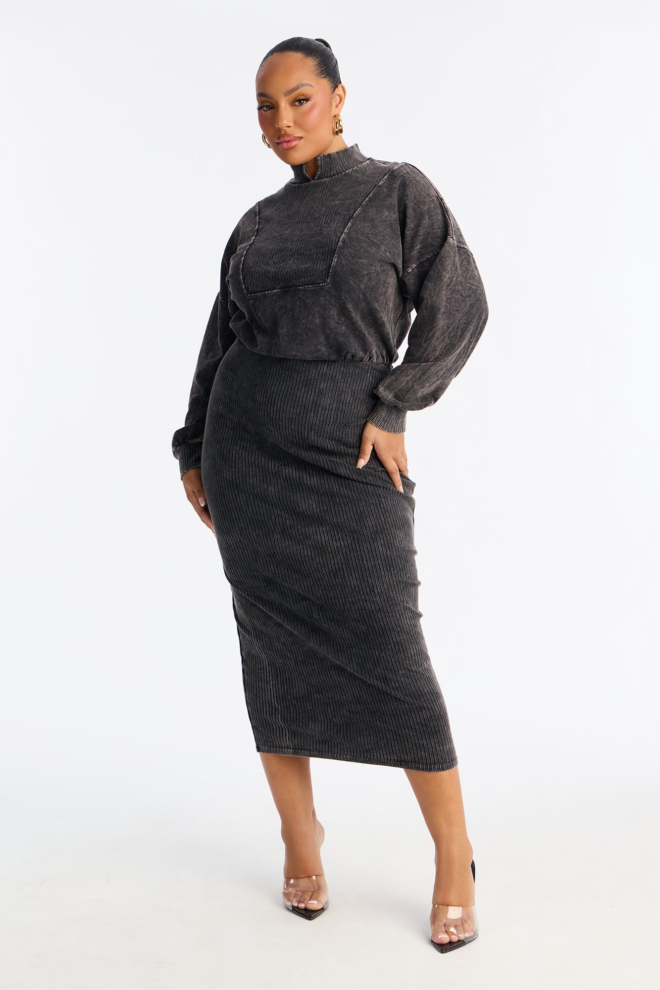 Chey Sweater Midi Dress - Black