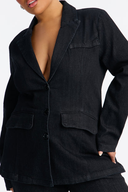 Top Model Influence Denim Pant Set - Dark Denim