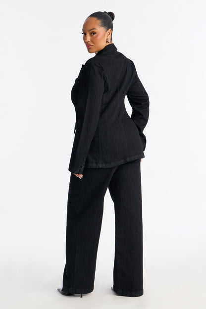 Top Model Influence Denim Pant Set - Dark Denim