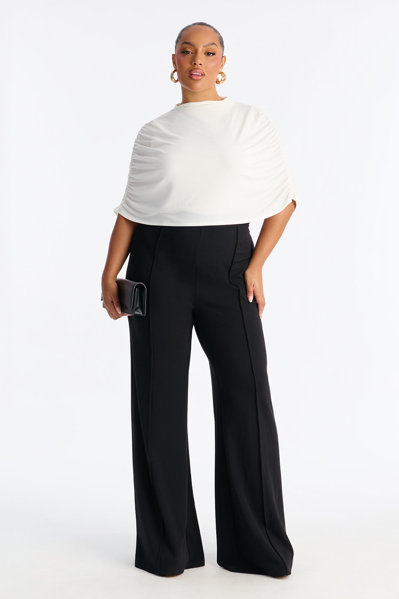 Carina Cape Sleeve Jumpsuit - Black/White