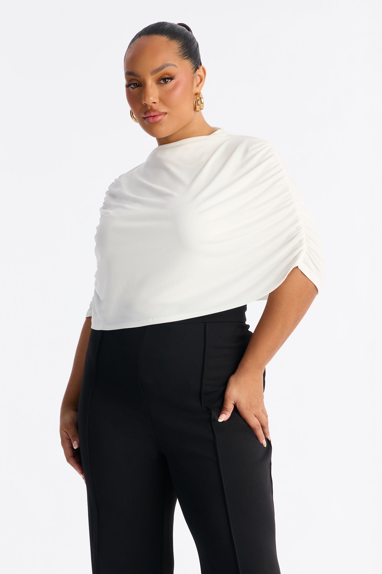 Carina Cape Sleeve Jumpsuit - Black/White