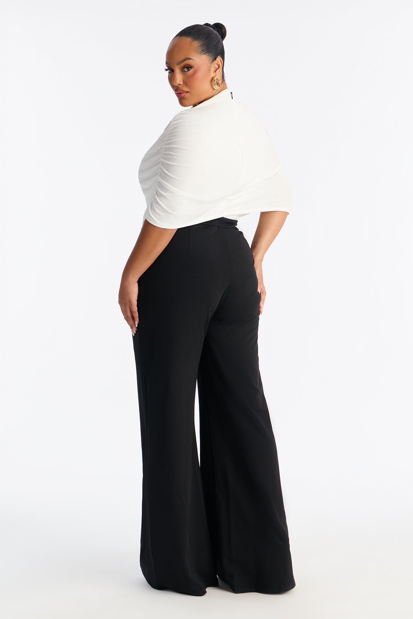 Carina Cape Sleeve Jumpsuit - Black/White