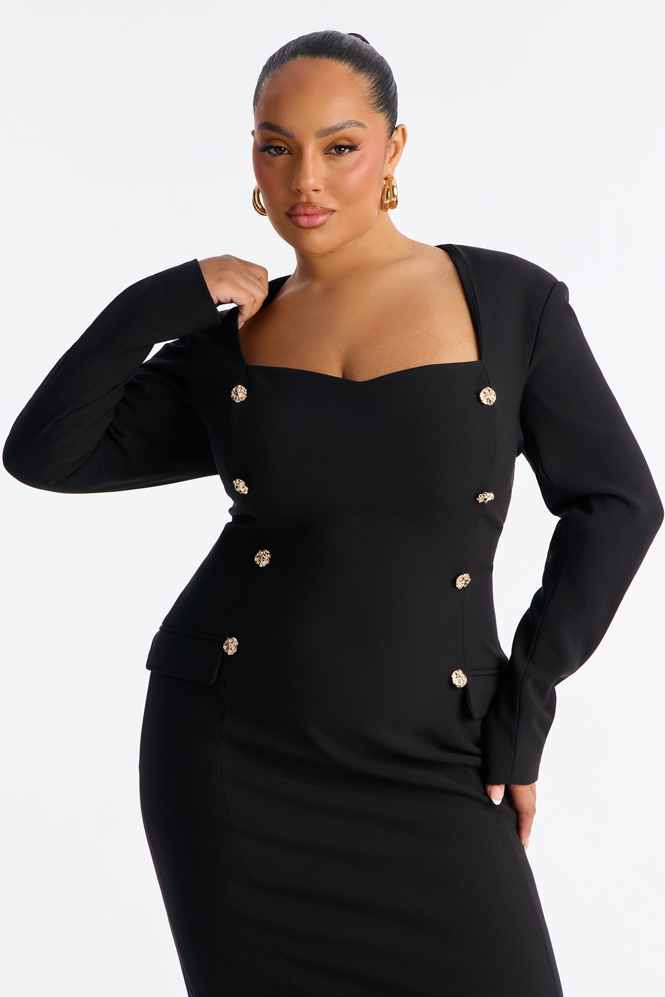 Classy Babe Midi Dress - Black
