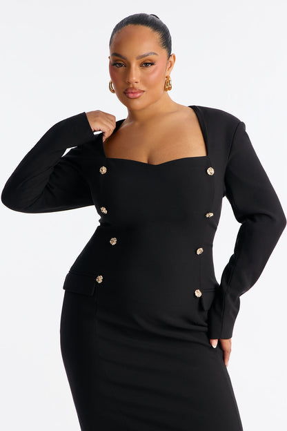 Classy Babe Midi Dress - Black