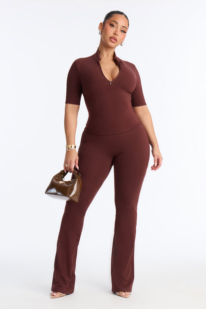 Kacey Mockneck Pant Set - Brown