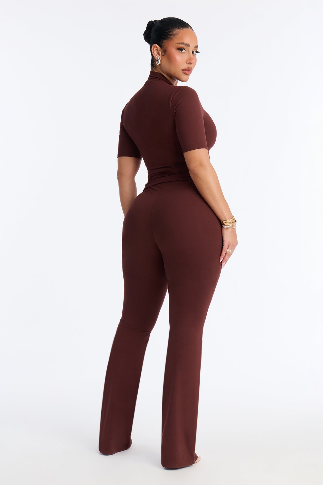 Kacey Mockneck Pant Set - Brown
