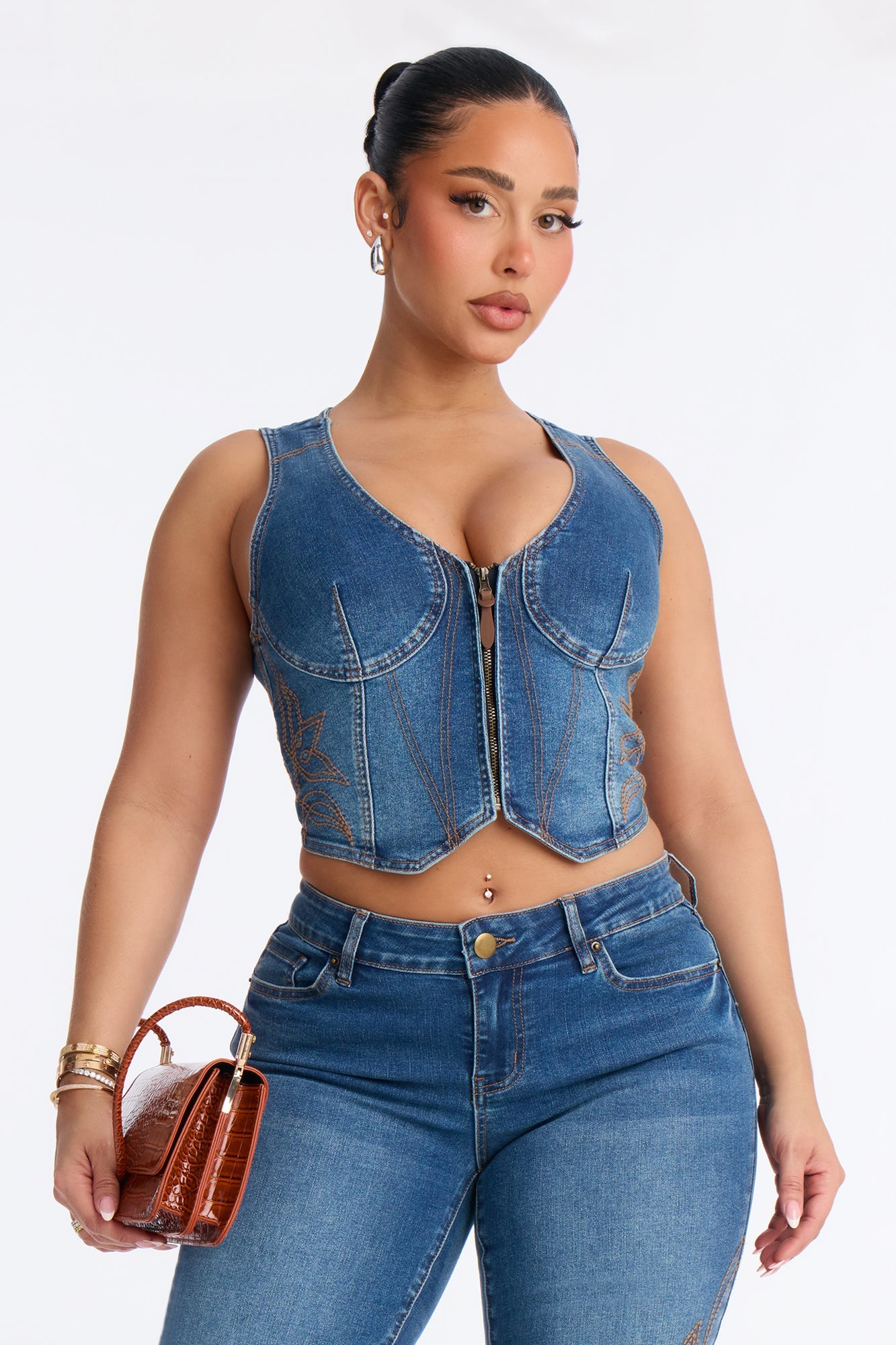 Rodeo Royale Embroidered Denim Vest - Dark Wash
