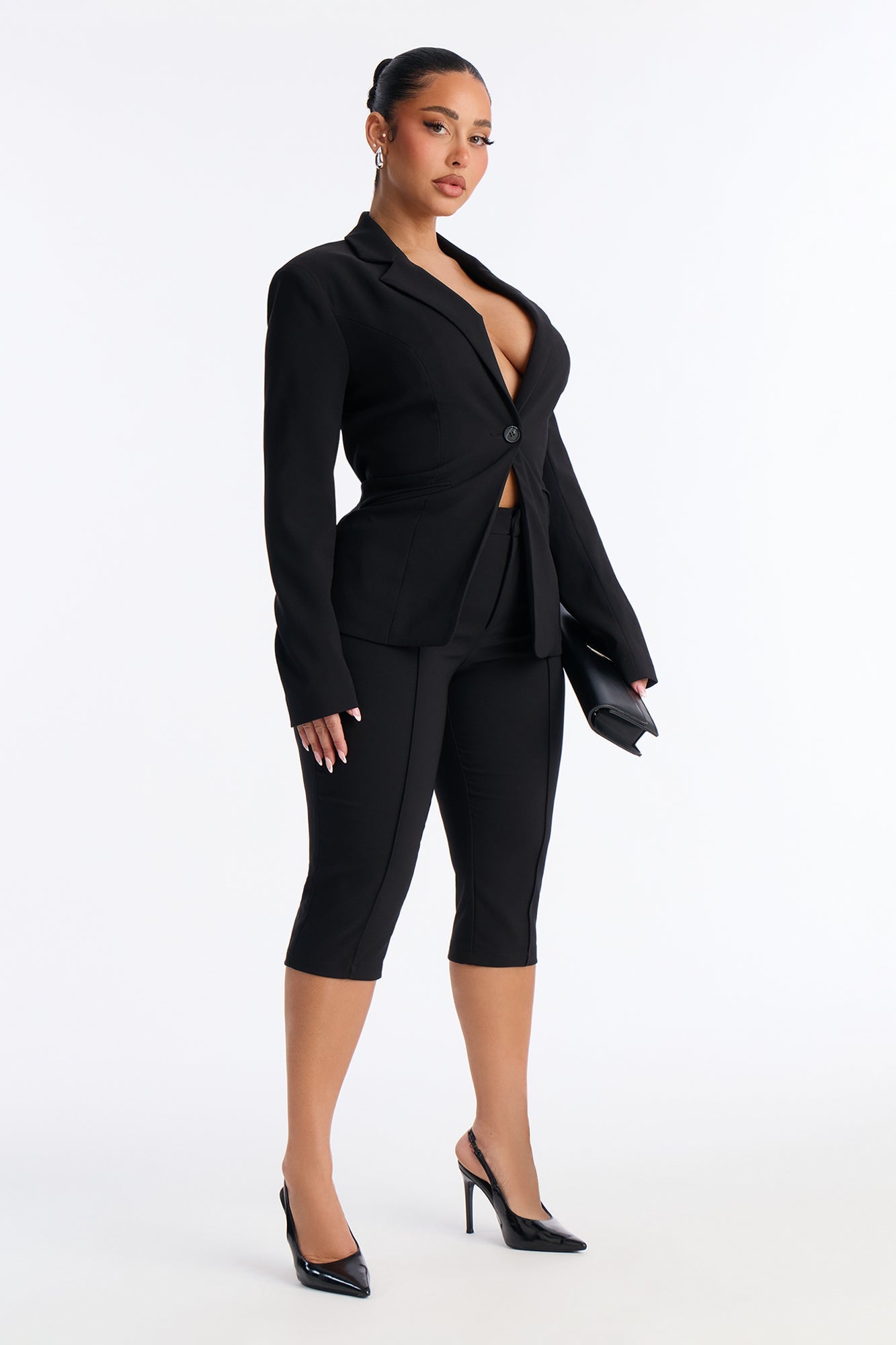 Such A Diva Blazer Capri Set - Black