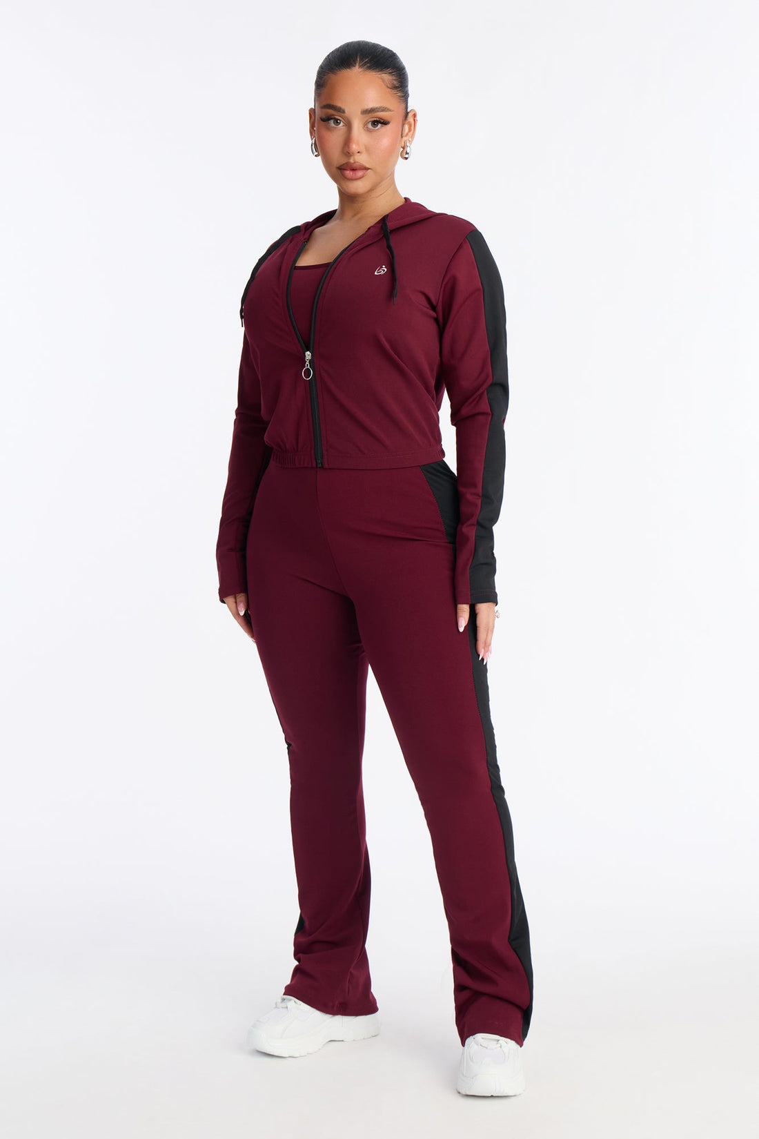 Your Everyday Seamless 2 Piece Jumpsuit Set - Burgundy