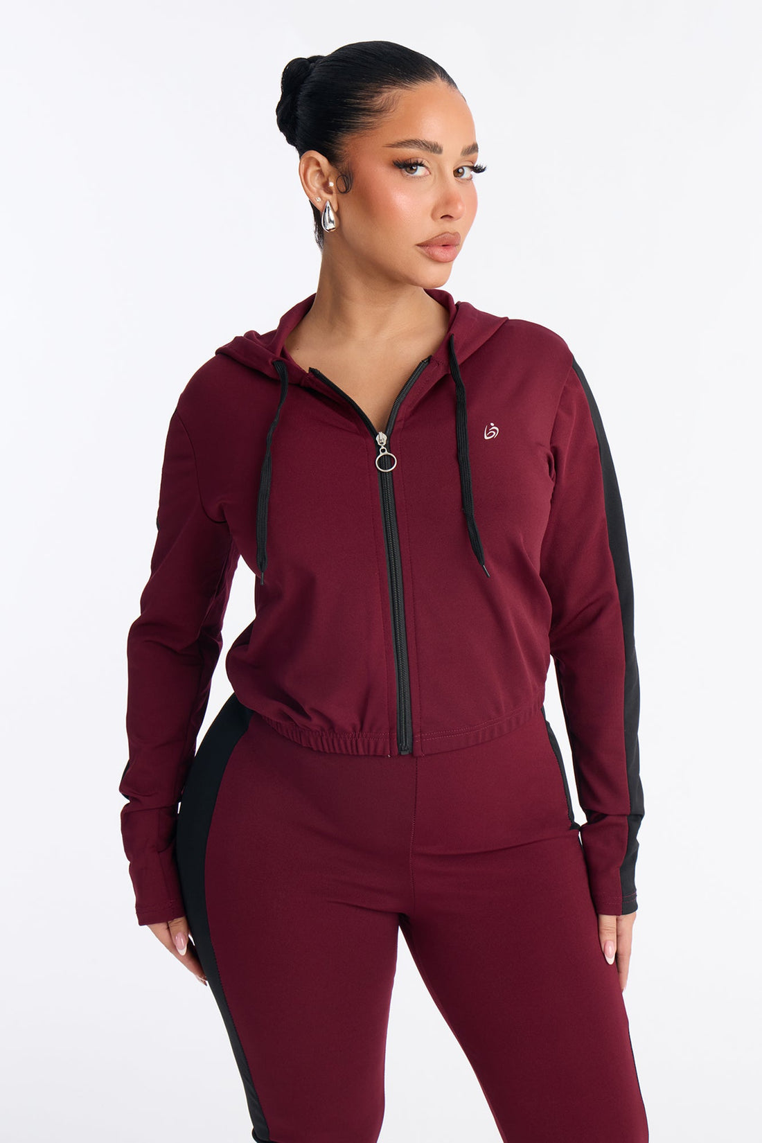 Your Everyday Seamless 2 Piece Jumpsuit Set - Burgundy