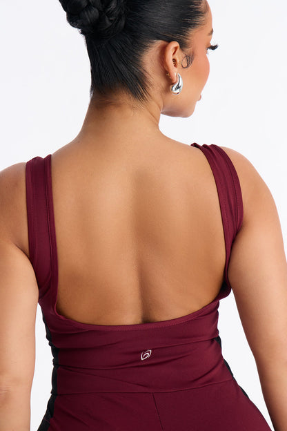 Your Everyday Seamless 2 Piece Jumpsuit Set - Burgundy