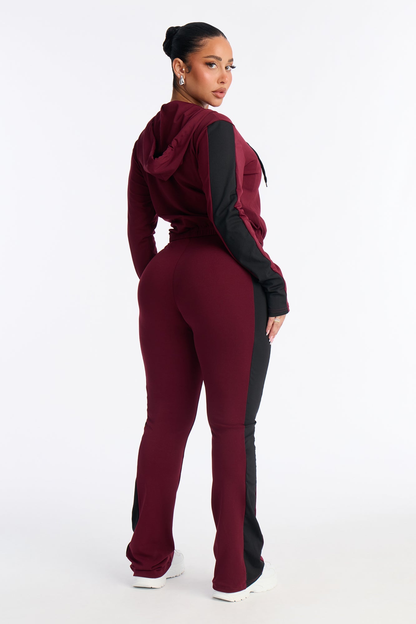 Your Everyday Seamless 2 Piece Jumpsuit Set - Burgundy