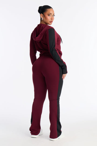 Your Everyday Seamless 2 Piece Jumpsuit Set - Burgundy