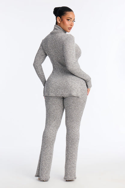 Maya Turtle Neck Flare Pant Set - Grey
