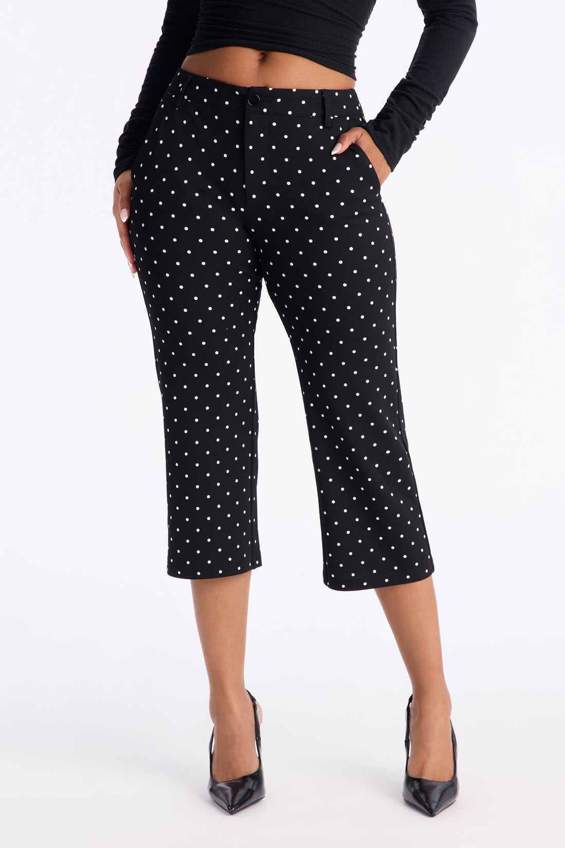 Ramona Polka Dot Capri Pant 21″ - Black