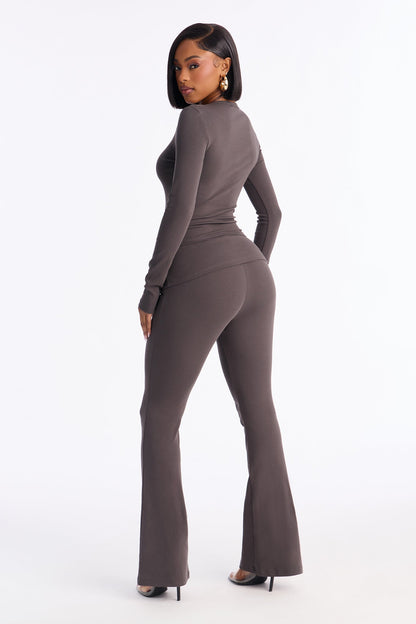 Selma Floral Pant Set - Charcoal