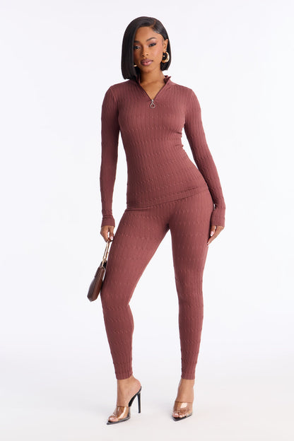 Pull Up N’ Chill Seamless Legging Set - Brown