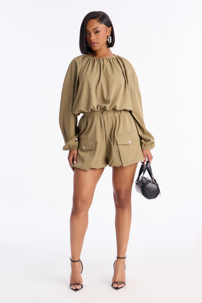 Street Code Romper - Olive