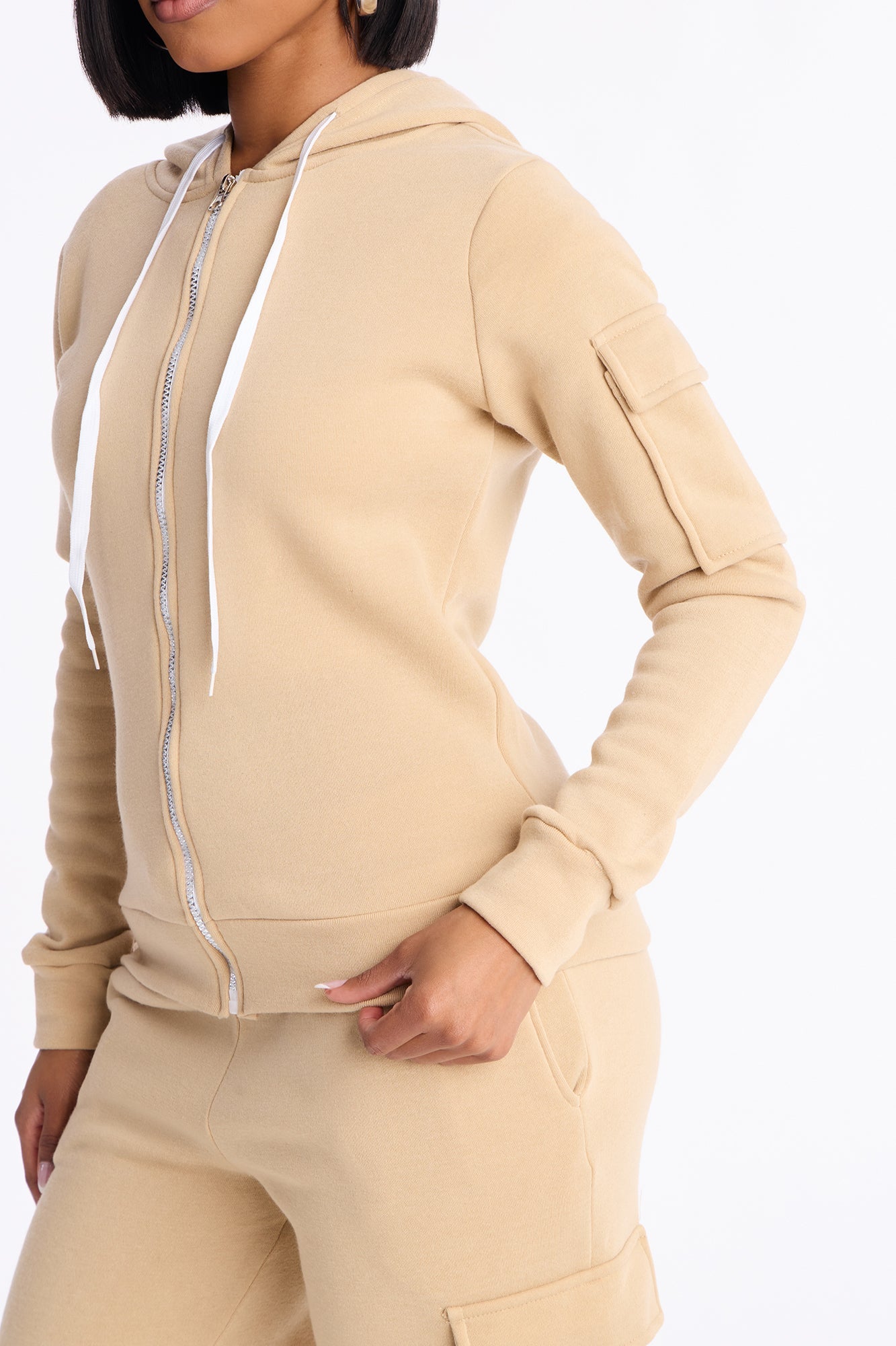 On the Run Cargo Fleece Pant Set - Taupe