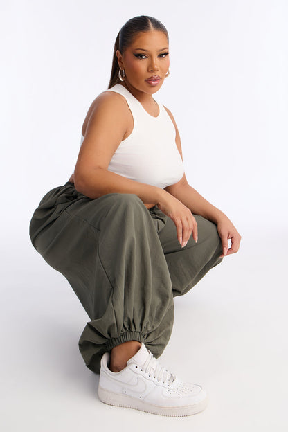 Serafina Windbreaker Low Rise Jogger Pant 28″ - Olive