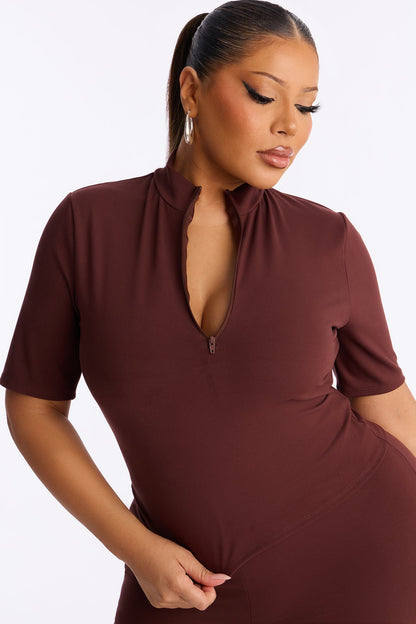 Kacey Mockneck Pant Set - Brown