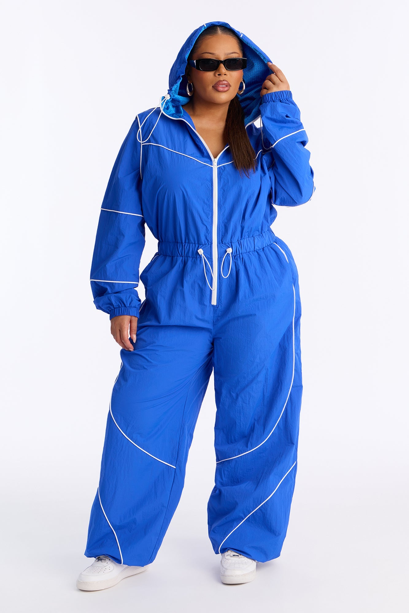 Chelsea Hooded Windbreaker Jumpsuit - Blue
